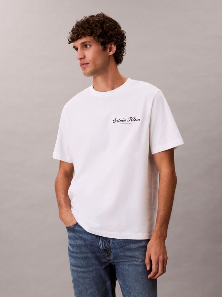White Embroidered Logo T-shirt  Men