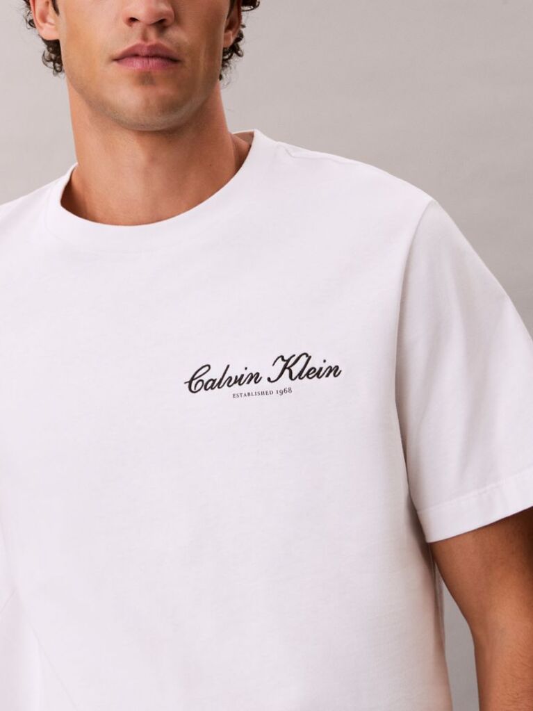 White Embroidered Logo T-shirt  Men