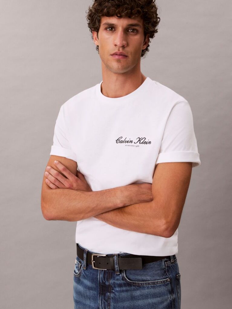 White Embroidered Logo T-shirt  Men