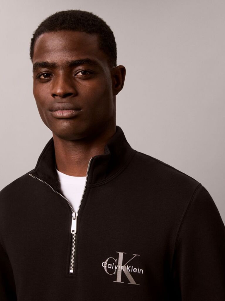 Black Monologo Terry Quarter-Zip Sweatshirt  Men