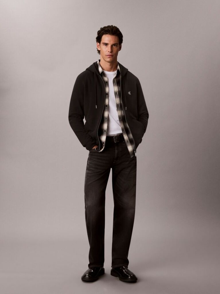 Black Tonal Monogram Sueded Terry Zip-Thru Hoodie  Men