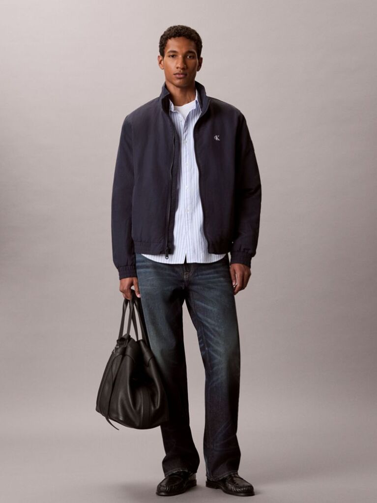 Blue Padded Nylon Zip-Up Jacket  Men