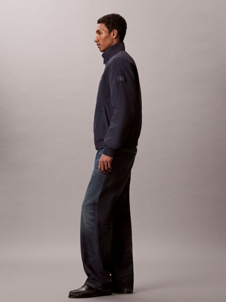 Blue Padded Nylon Zip-Up Jacket  Men