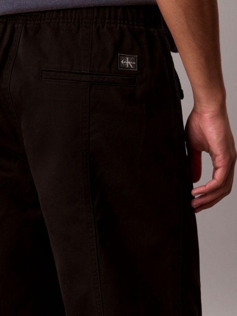 Μαύρο Baggy Παντελόνι Από Βαμβακερό Twill  Άνδρας