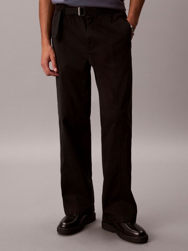 Μαύρο Baggy Παντελόνι Από Βαμβακερό Twill  Άνδρας