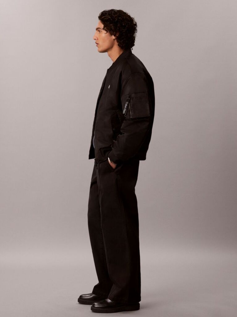 Μαύρο Baggy Παντελόνι Από Βαμβακερό Twill  Άνδρας