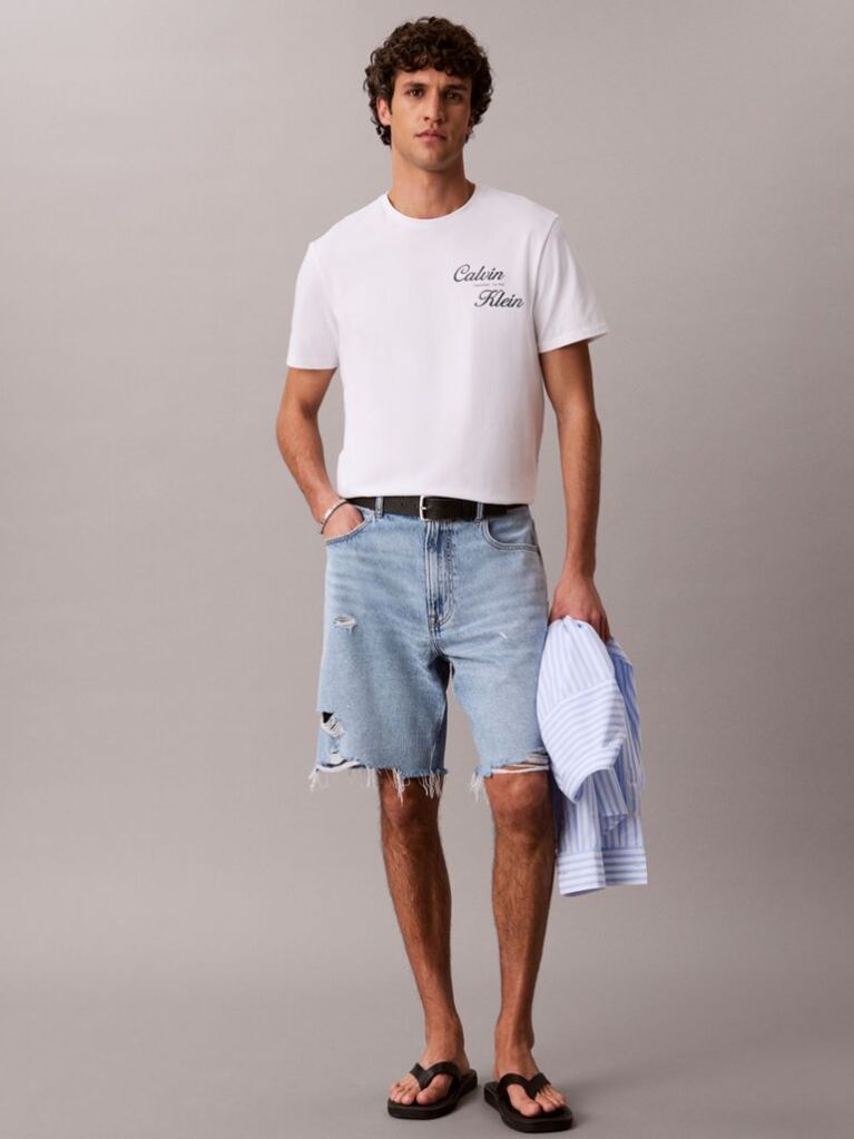 White Embroidered Logo T-shirt  Men