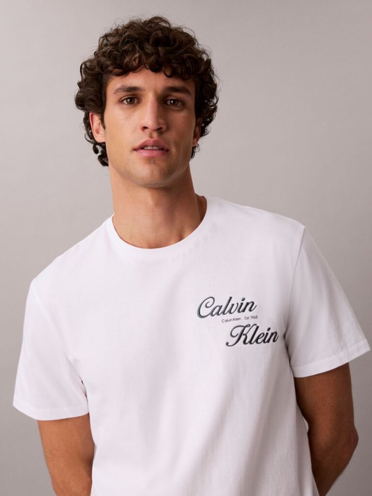 White Embroidered Logo T-shirt  Men