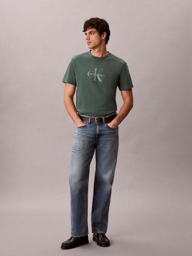 Green Washed Cotton Monogram T-shirt  Men