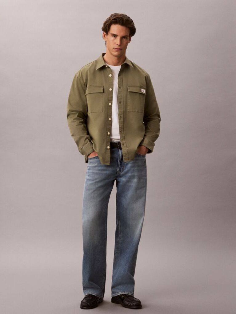 Πράσινο Utility Overshirt Από Άνετο Βαμβάκι  Άνδρας