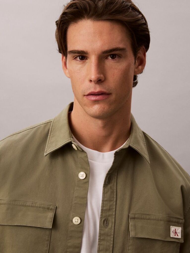 Πράσινο Utility Overshirt Από Άνετο Βαμβάκι  Άνδρας
