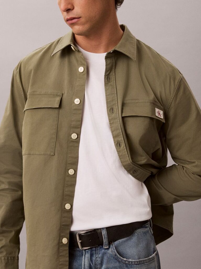 Πράσινο Utility Overshirt Από Άνετο Βαμβάκι  Άνδρας