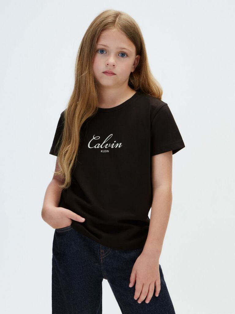 Μαύρο Παιδικό T-Shirt Με Λογότυπο Script  Κορίτσι