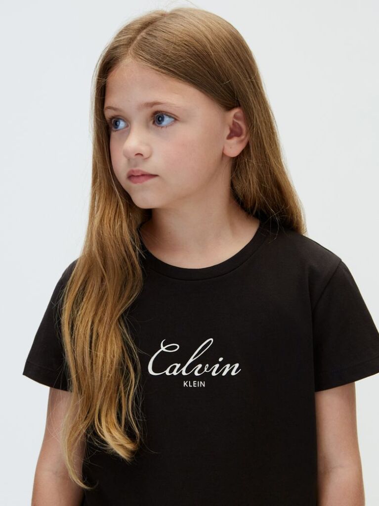 Μαύρο Παιδικό T-Shirt Με Λογότυπο Script  Κορίτσι