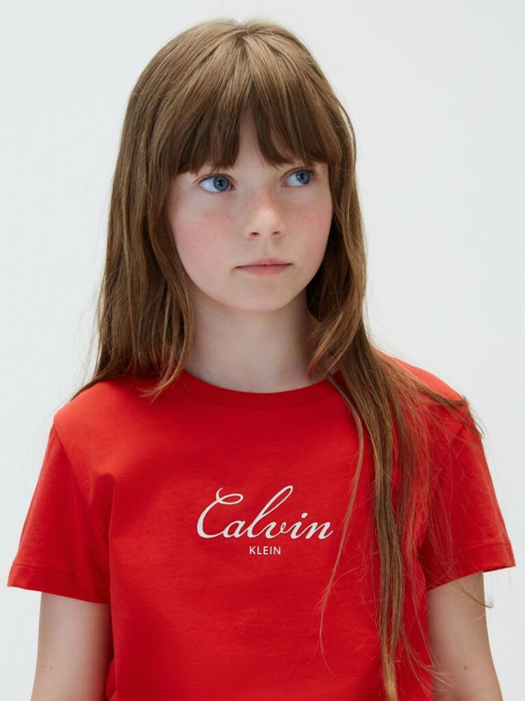 Κόκκινο Παιδικό T-Shirt Με Λογότυπο Script  Κορίτσι