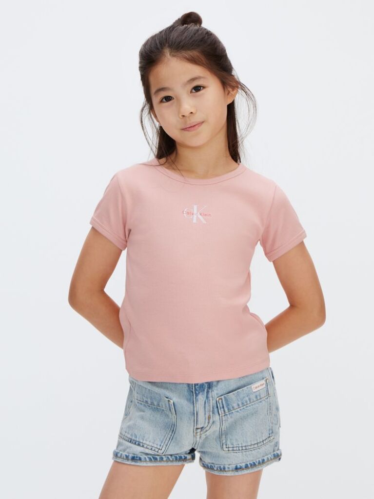 Ροζ Ριμπ T-Shirt  Κορίτσι