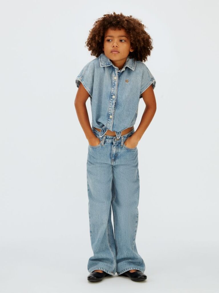 Denim Demin Front Tie Top  Girls