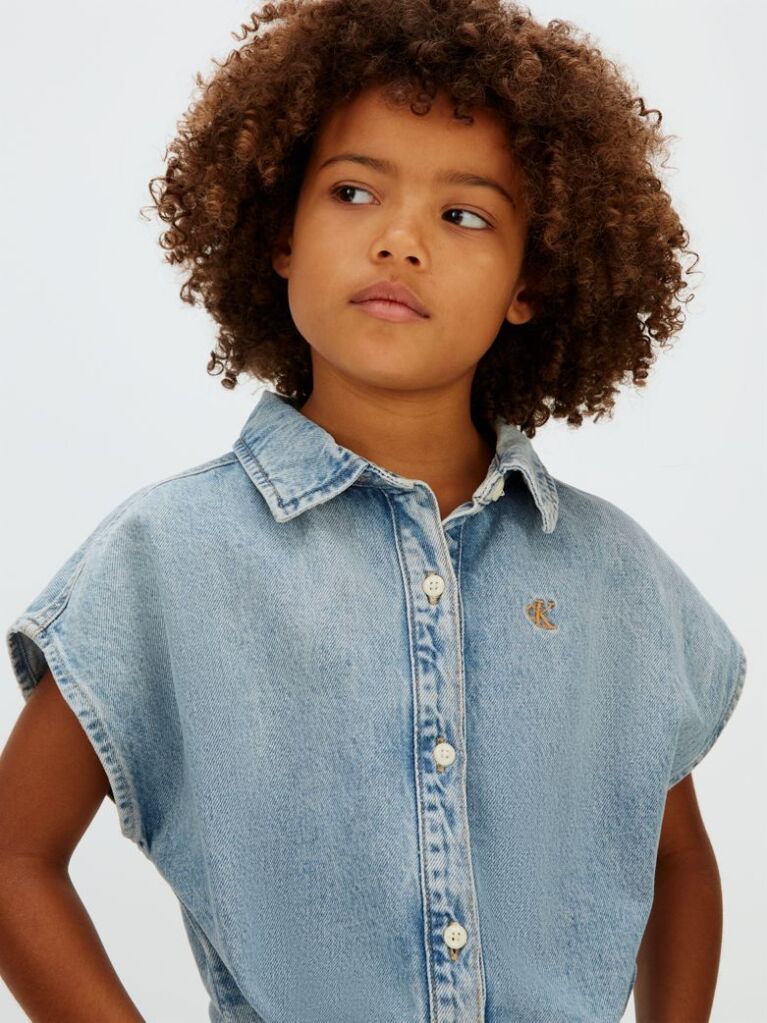 Denim Demin Front Tie Top  Girls
