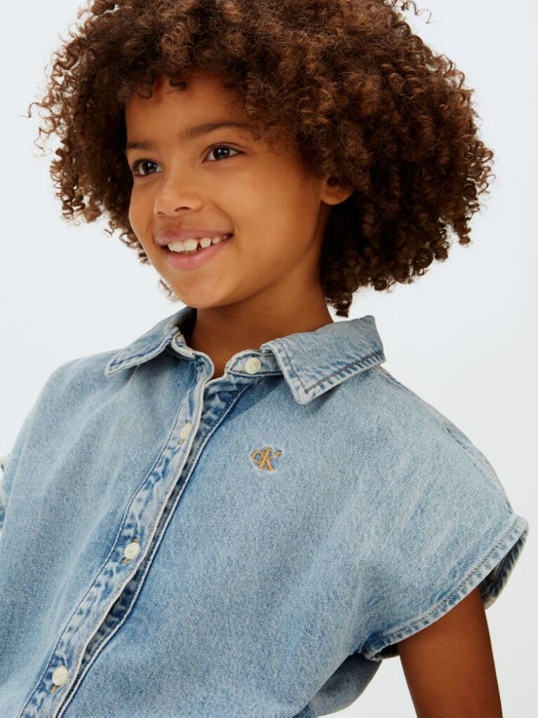 Denim Demin Front Tie Top  Girls