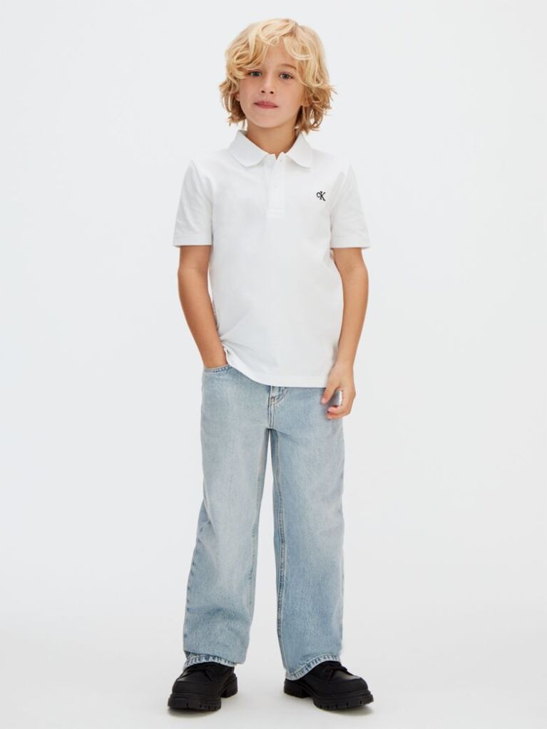 White Cotton Stretch Polo Shirt  Boys