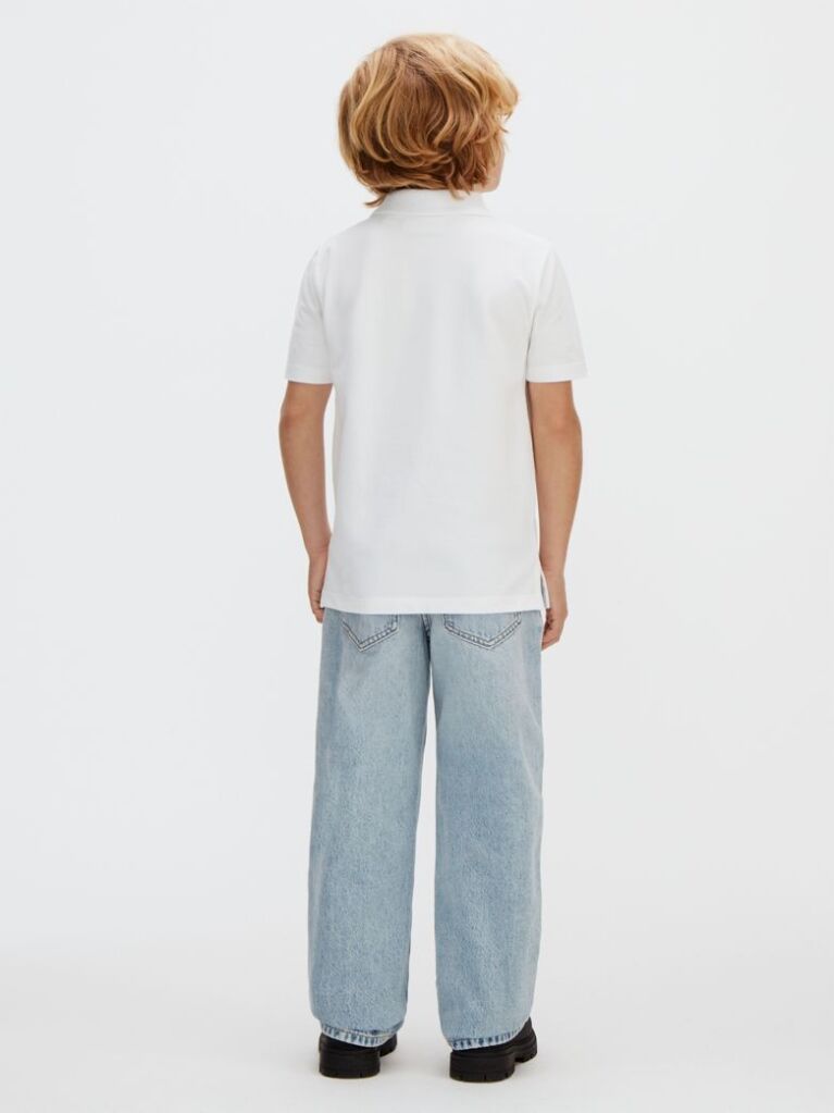 White Cotton Stretch Polo Shirt  Boys