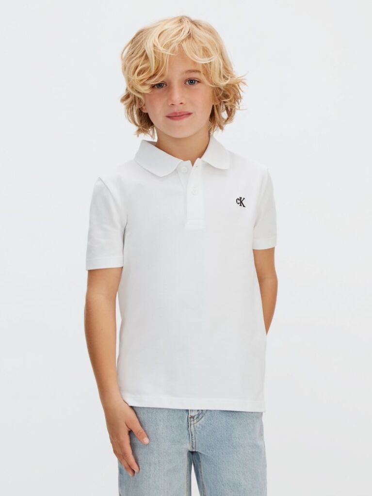 White Cotton Stretch Polo Shirt  Boys