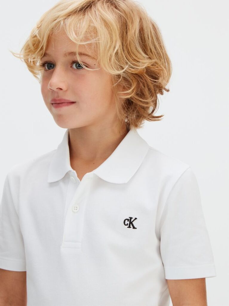 White Cotton Stretch Polo Shirt  Boys