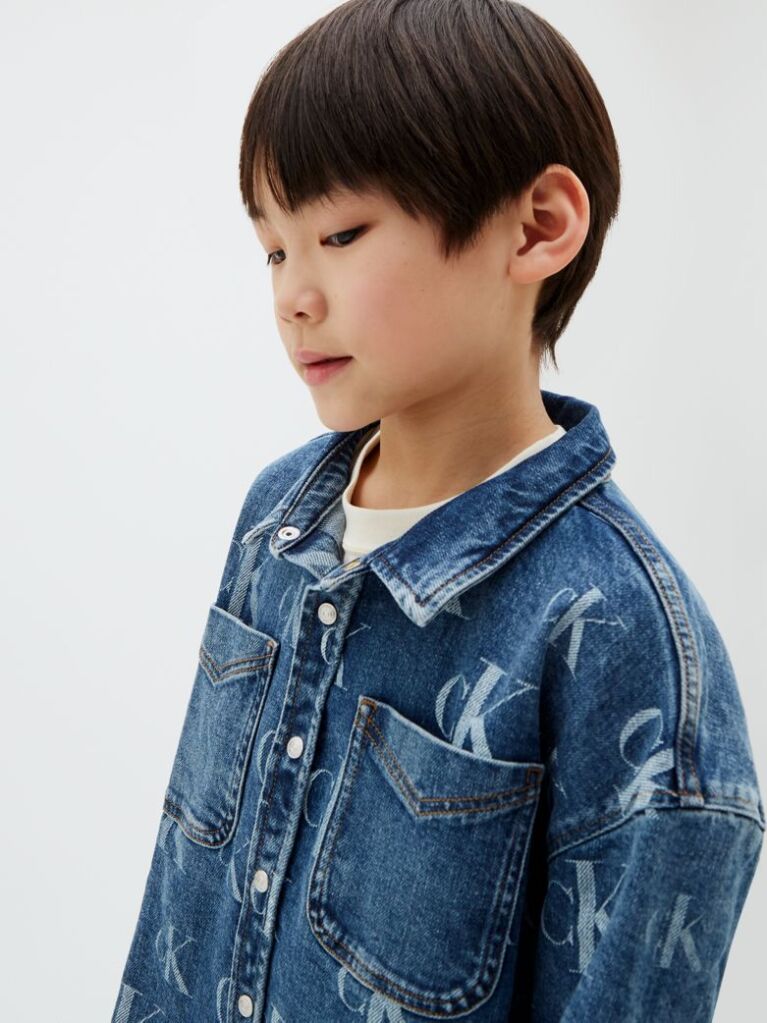 Denim All-Over Bleached Monogram Denim Shirt  Boys