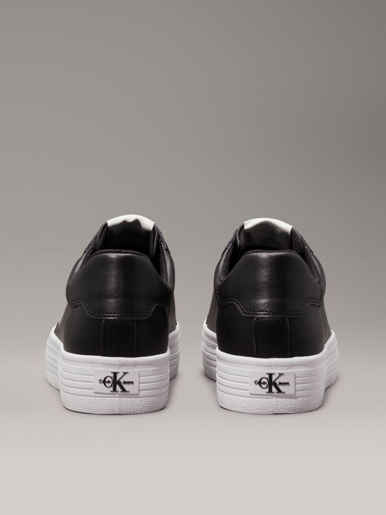 Black Leather Platform Trainers  Women