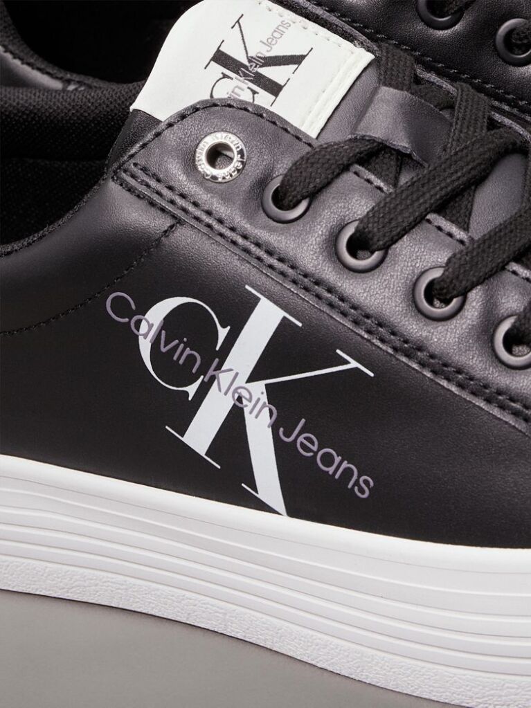 Black Leather Platform Trainers  Women