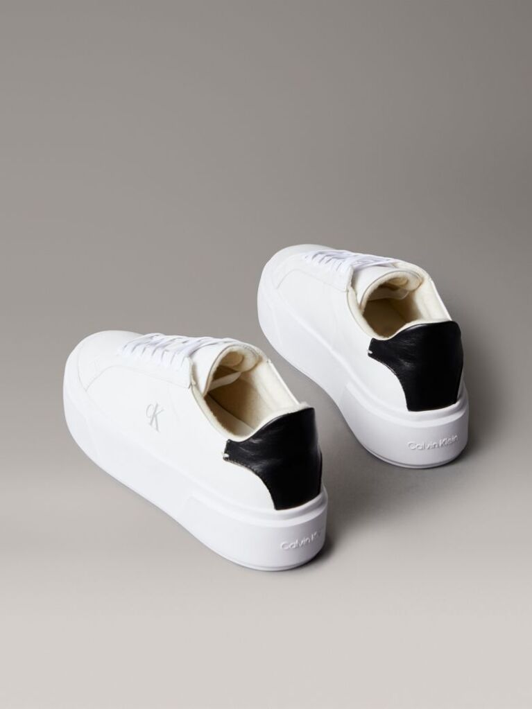 White Sienna - Leather Logo Platform Trainers  Women