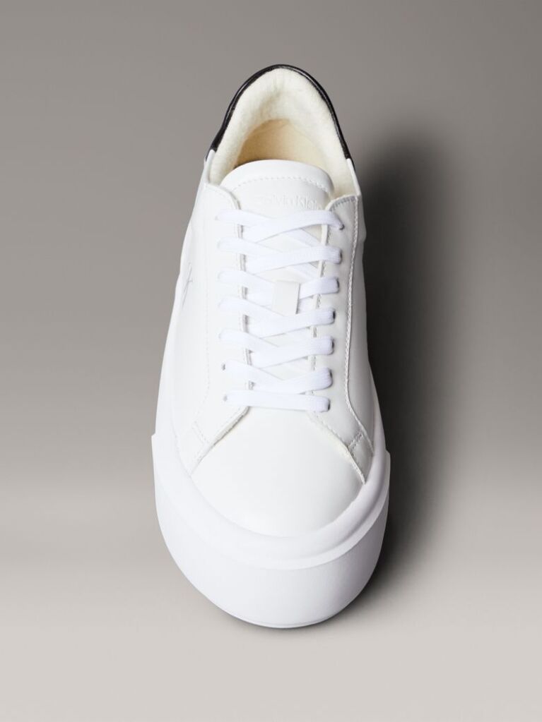 White Sienna - Leather Logo Platform Trainers  Women
