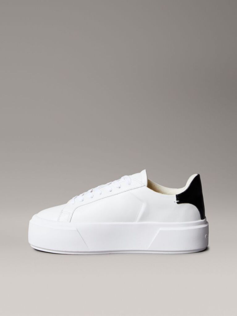 White Sienna - Leather Logo Platform Trainers  Women