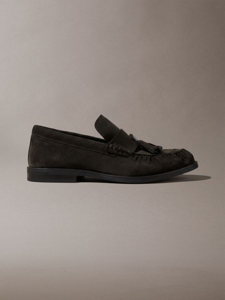 Brown Hardware Tassel Suede Loafers  Men