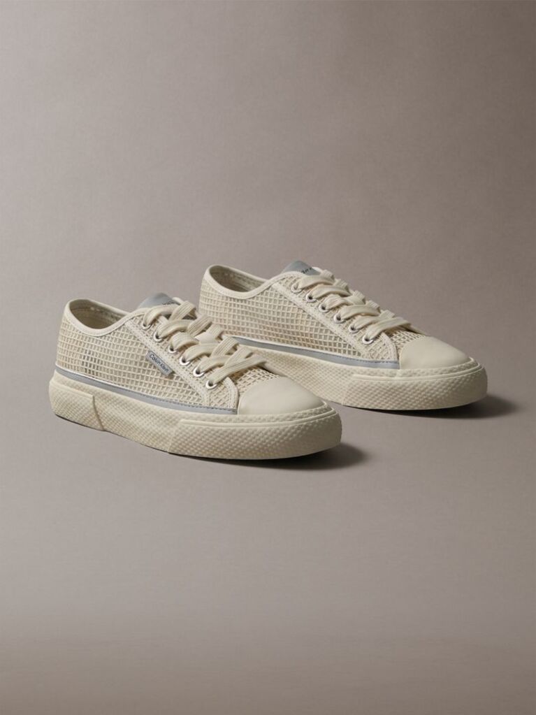 Beige Raffia Vulcanised Trainers  Women