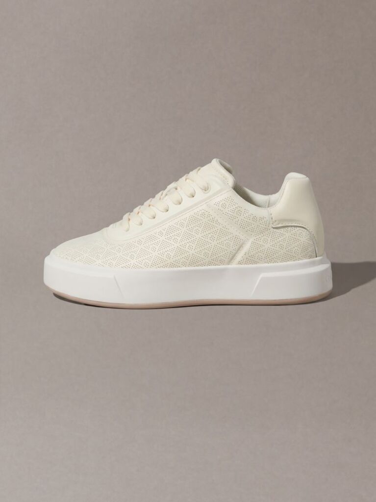 Λευκό Cupsole Sneakers Με Διάτρητο Μοτίβο  Γυναίκα