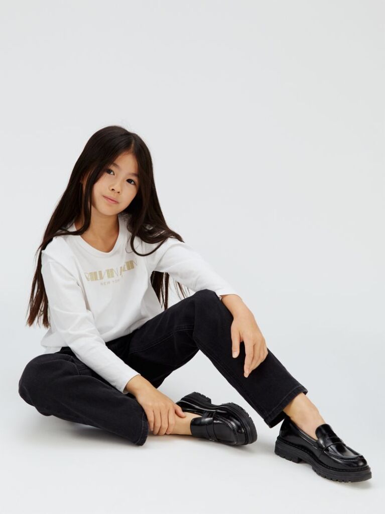 White Boxy Logo T-shirt  Girls