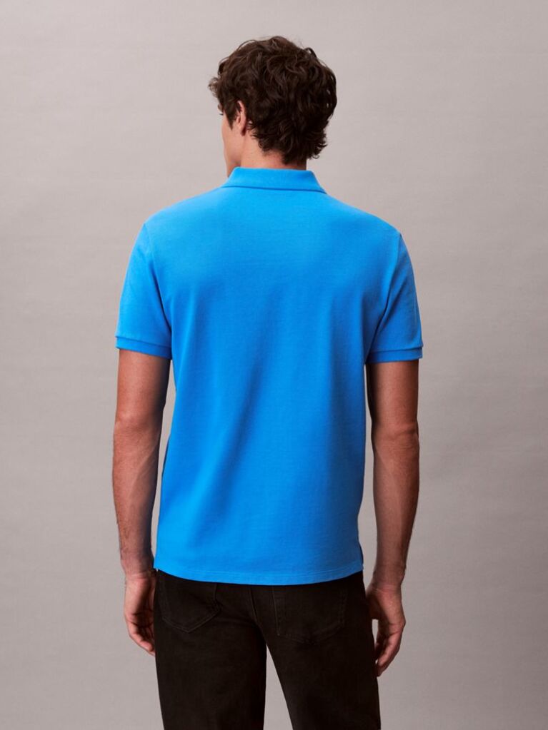 Blue Cotton Piqué Polo Shirt  Men