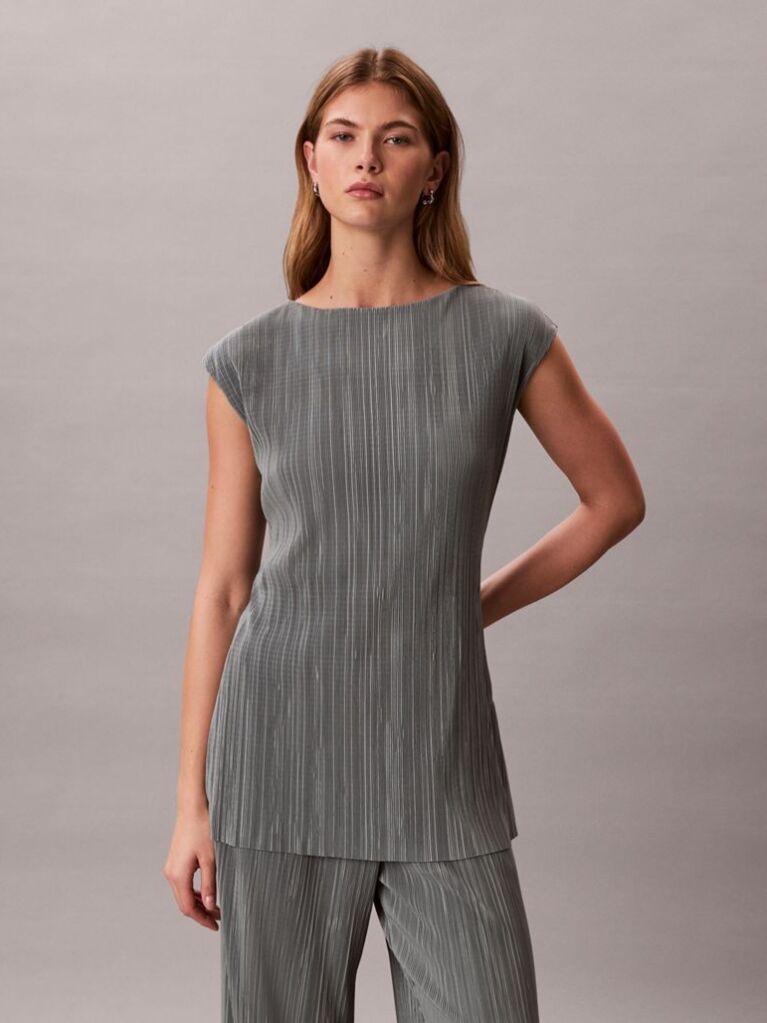 Grey Plisse Tunic  Women