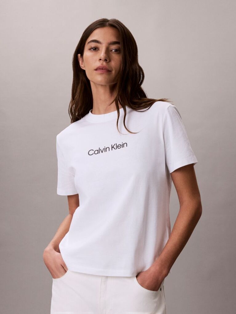 White Logo Crew Neck Tee  Women