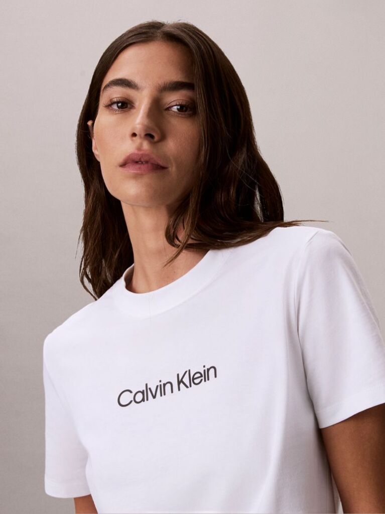 White Logo Crew Neck Tee  Women