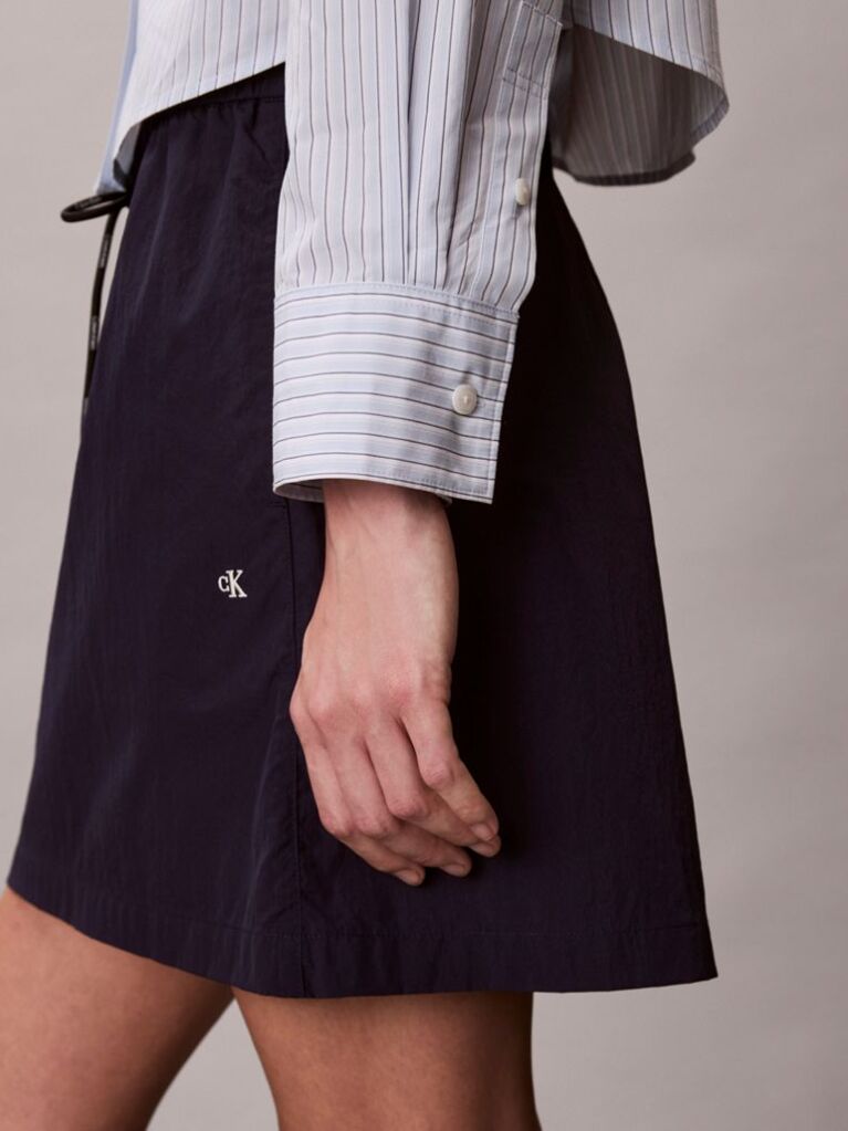 Blue Cropped Cotton Poplin Stripe Shirt  Women