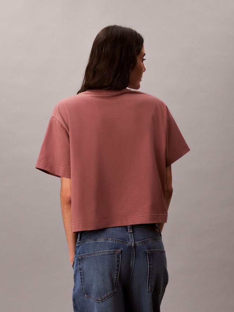 Brown Short Sleeve Cropped Boxy Graphic T-Shirt  Women