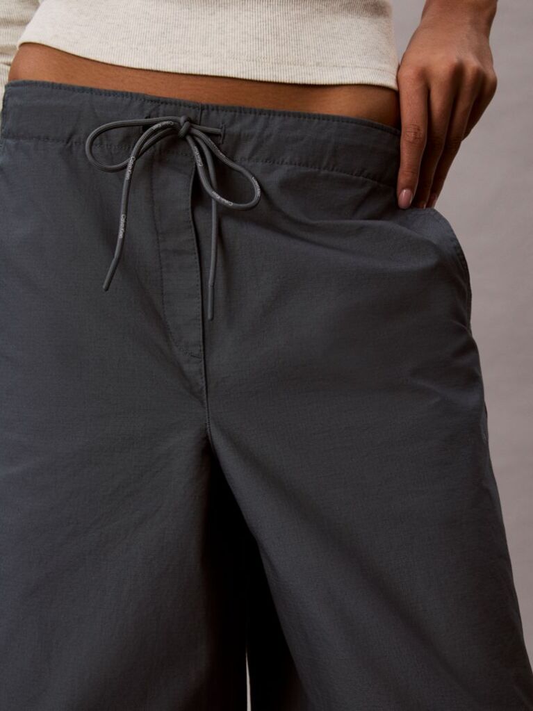 Blue Ripstop Drawstring Tucked Knee Trousers  Women