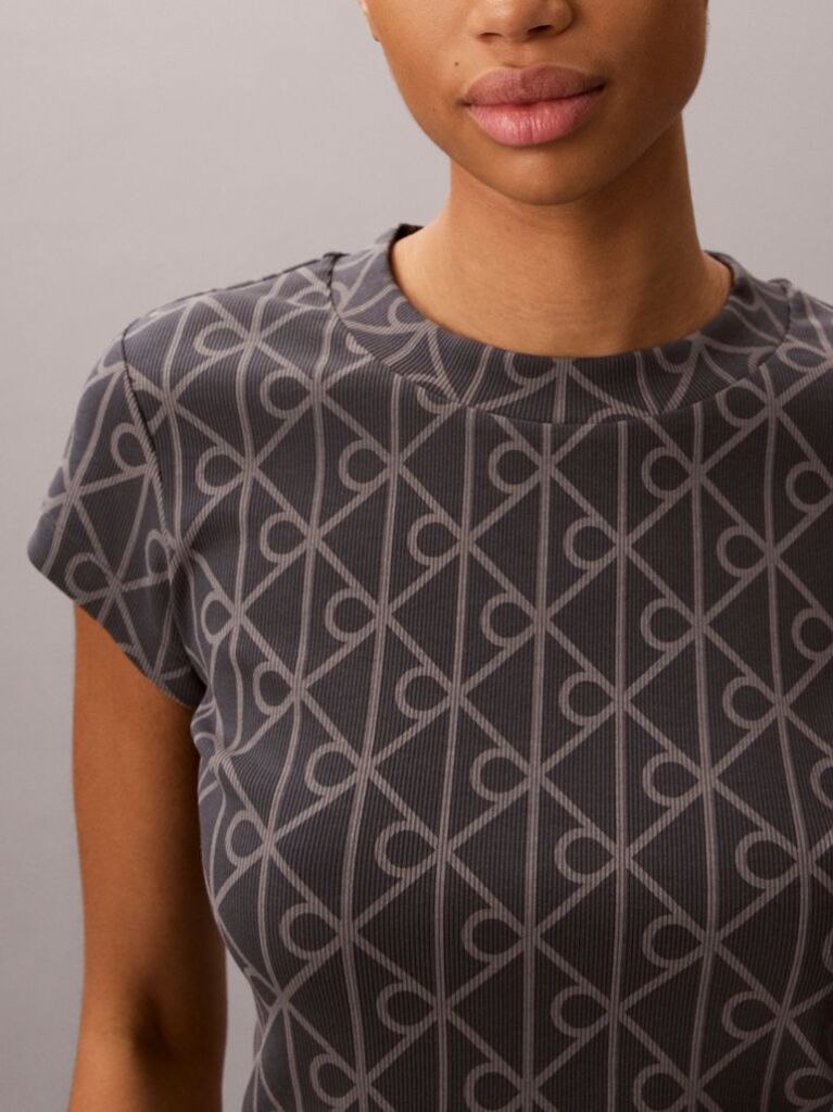 Blue Emblem Print Cropped T-Shirt  Women