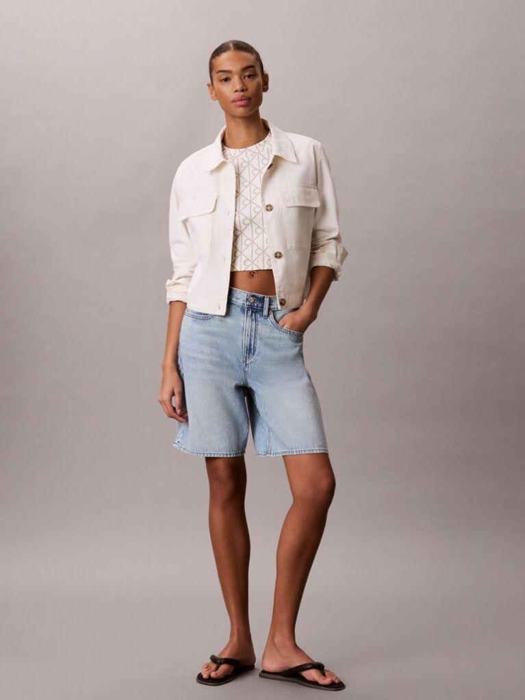 White Emblem Print Cropped T-Shirt  Women