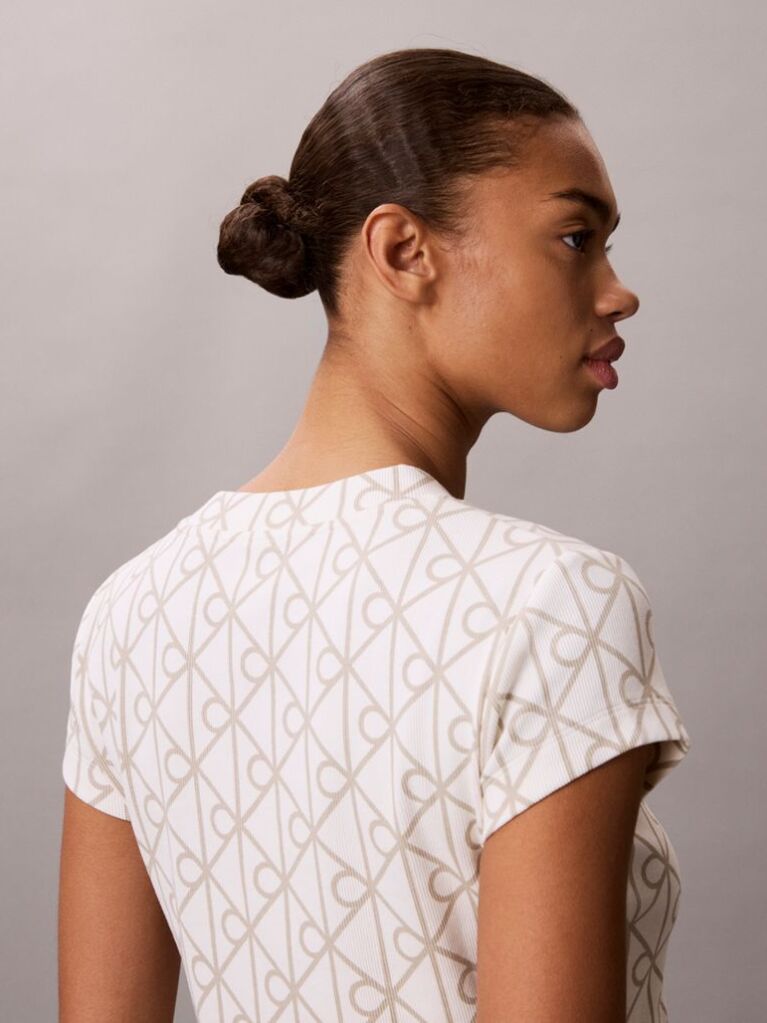 White Emblem Print Cropped T-Shirt  Women