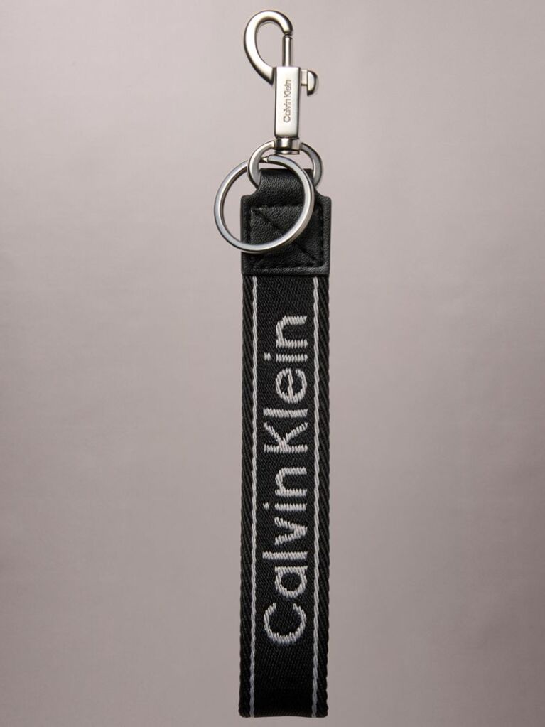 Black Webbing Woven Logo Key Fob  Men