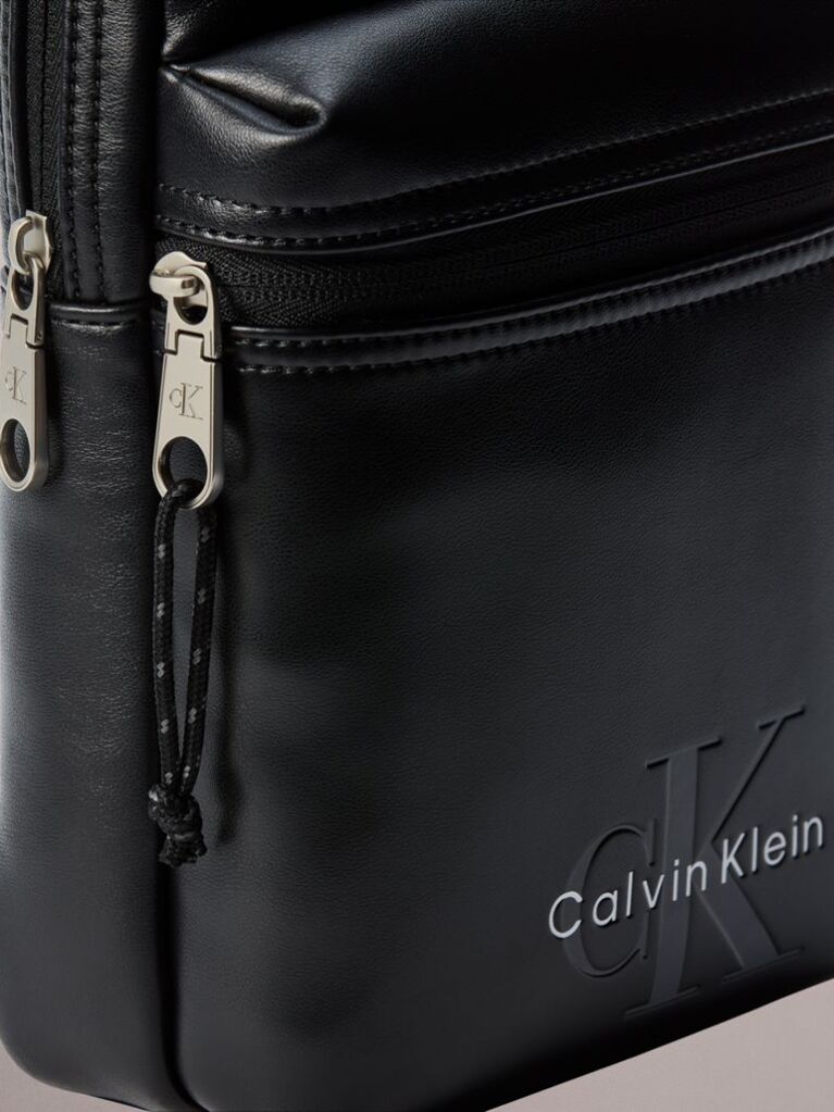 Black Monologo Webbing Strap Sling Bag  Men