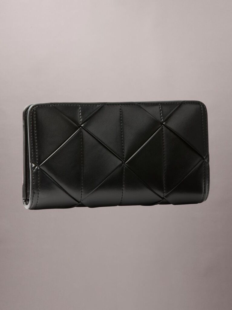 Black Patchwork Logo Passport Wallet  Women